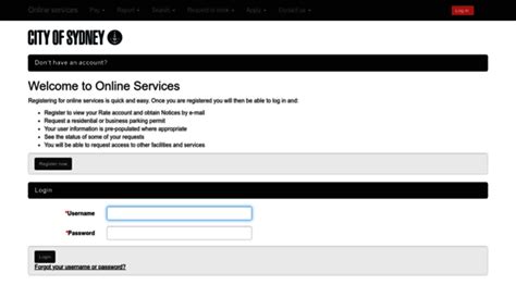 city of sydney online services|sydney city council log in.